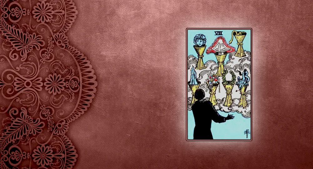 <p>Whereas the Six of Cups invites you to look back into the past and reminisce about happy times of yesteryear, the 7 of Cups reveals itself as a completely different sort of a card.</p>